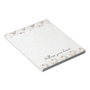 Chic Cream Grey Hearts Ornaments Notepad
