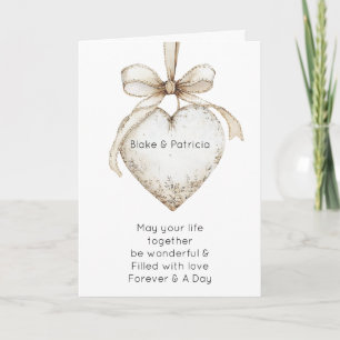 Chic Cream Grey Hearts Ornaments Wedding Card