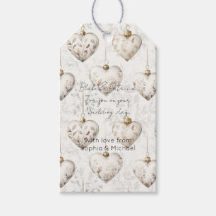 Chic Cream Grey Hearts Ornaments Wedding Gift Tags