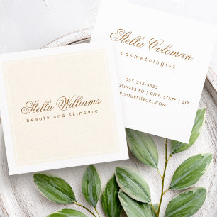 Chic cream ivory white beauty skincare minimalist square business card