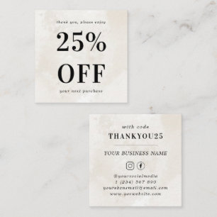 Chic Cream Marble Bold Typography Small Business Discount Card