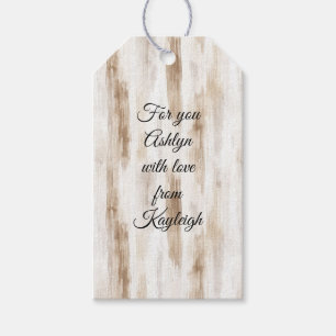 Chic Cream White Brown Stripes Bridal Shower Gift Tags