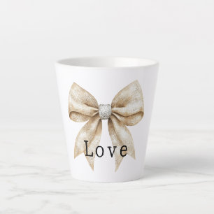 Chic Cream White Silver Glam Bow Love Latte Mug