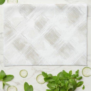 Chic Cream White Stripes Bridal Shower Tea Towel