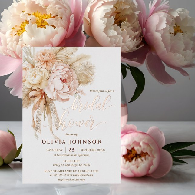 Chic Creamy Floral Bridal Shower Foil Invitation (Creator Uploaded)