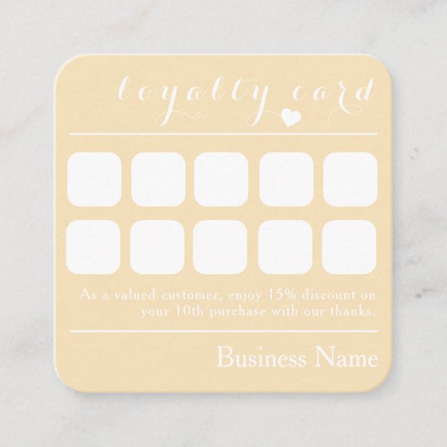 CHIC CREAMY YELLOW 10 PUNCH BUSINESS LOYALTY CARD  (Front)