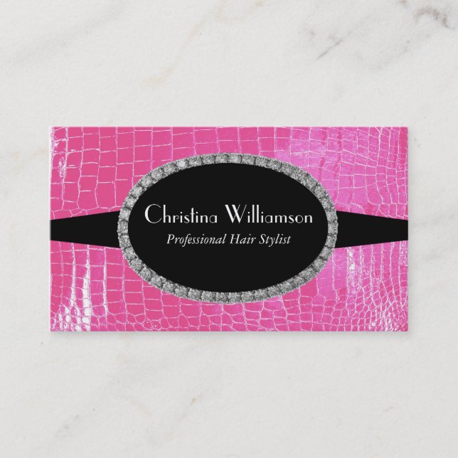 Chic Crocodile skin Rhinestones Business Card (Front)