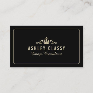 Chic Crown Logo Custom Dark Colour Elegant Business Card