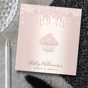 Chic Cupcake Chef Bakery Rose Gold Glitter Drips Notepad