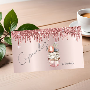 Chic Cupcakes Macaroon Rose Gold Drips Business Card