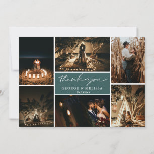 Chic Cursive Handwriting Wedding Photo Flat Thank You Card