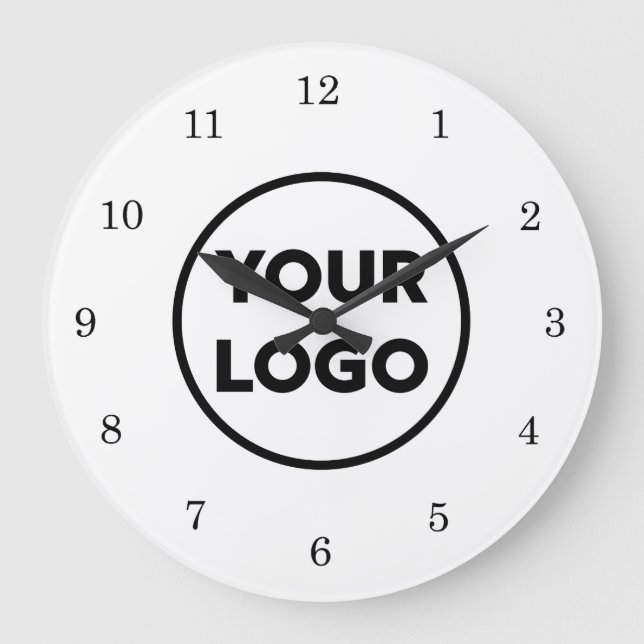 Chic Custom Business Logo on White Background Large Clock (Front)