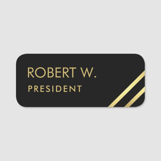 Chic Custom Company Professional Black Gold   Name Tag (Front)