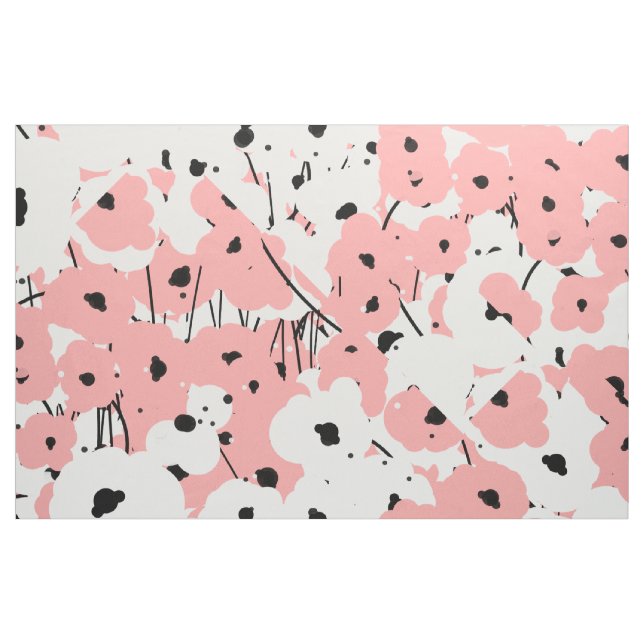 CHIC CUSTOM FABRIC_MOD BLUSH/WHITE/BLACK POPPIES FABRIC (Fat Quarter)