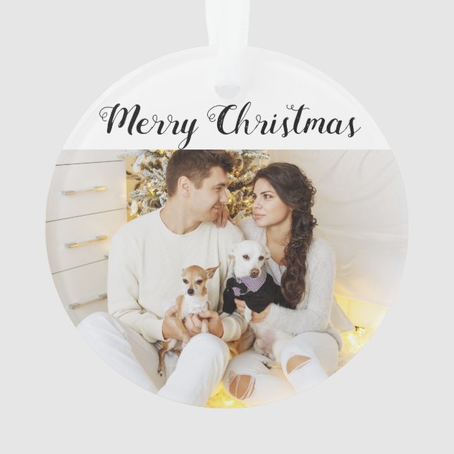 Chic Custom Family Couple Photo Holiday Christmas Ornament (Back)