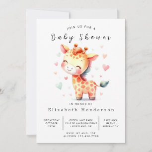 Chic Custom Giraffe Baby Shower Invitation