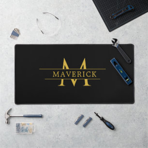 Chic Custom Initials and Name Desk Mat for Work