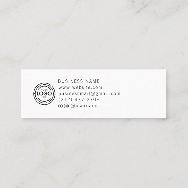 Chic Custom Logo Simple White Collection Calling Card (Back)