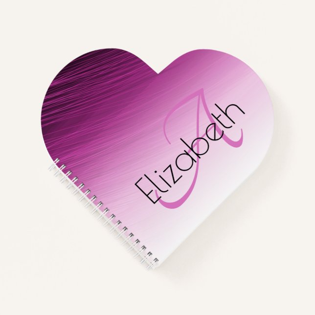 Chic Custom Name Monogram Purple Ombre Streaks Notebook (Front)