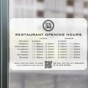  Chic Custom Opening Lunch Dinner Hours Restaurant
