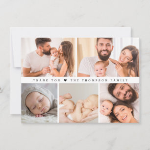 Chic Custom Photo Collage Grid Baby Shower Thank You Card
