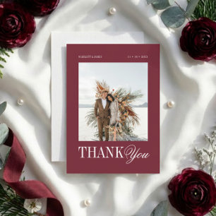 Chic Custom Photo Message Wedding Thank You Card