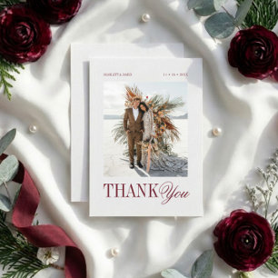 Chic Custom Photo Message Wedding Thank You Card
