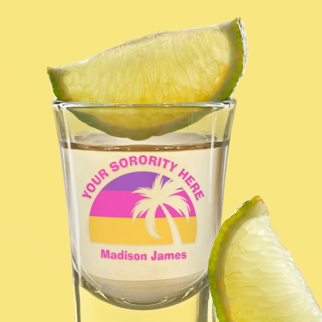 Chic Custom Pink Tropical Beach Cute Sorority Girl Shot Glass (Creator Uploaded)