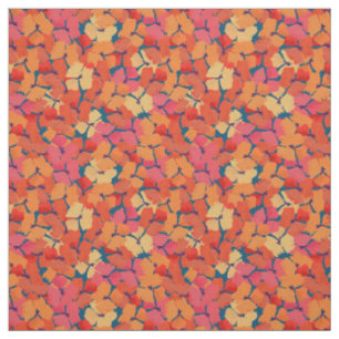 Chic Custom Red Field Poppies on Deep Blue Fabric