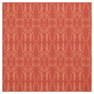 Chic Custom Red Field Poppies Outline Fabric