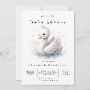 Chic Custom Swan Baby Shower Invitation