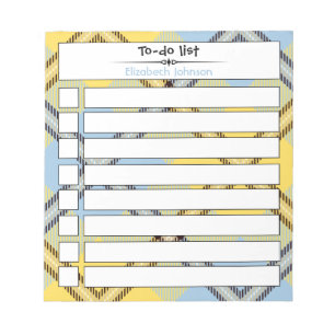 Chic Custom To Do List Script Name Plaid Tartan Notepad