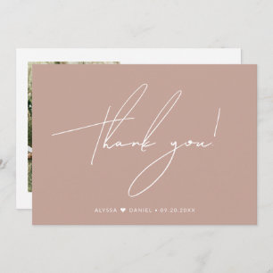 Chic Custom Wedding photo Blush Pink Thank You Card