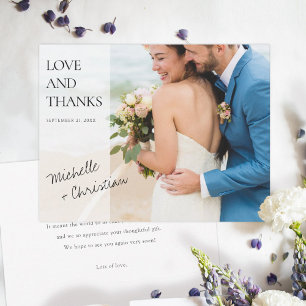 Chic Custom Wedding Thank You Card with Photo