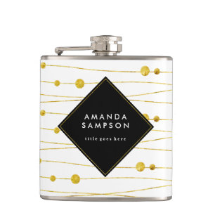 Chic Customisable Gold and Black Bridesmaid Flask