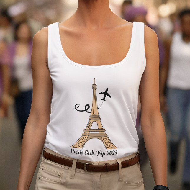 Chic Customisable Paris Eiffel Tower Girls Trip Singlet (Creator Uploaded)