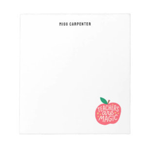 Chic Cute Apple Saying Personalised Teacher Notepad