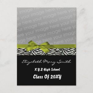 chic cute bow green photo Graduation Invitation Postcard