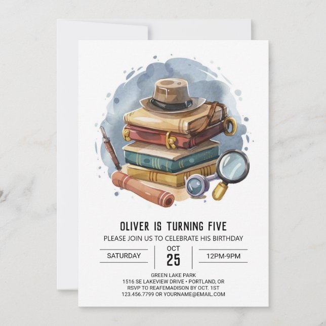Chic Cute Detective Birthday Invitation (Front)