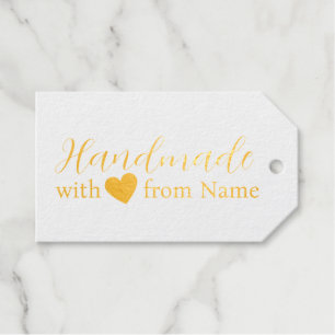 Chic Cute Handmade Cursive with Love Heart Name Gift Tags