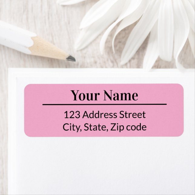 Chic Cute Pink Modern Minimalist Name Mail Address (Insitu)