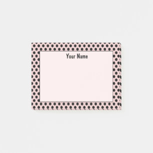 Chic Cute Retro Pink and Black Polka Dot Pattern Post-it Notes