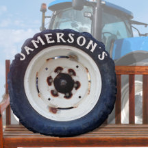 Chic Cute Rustic white & black name vintage tire