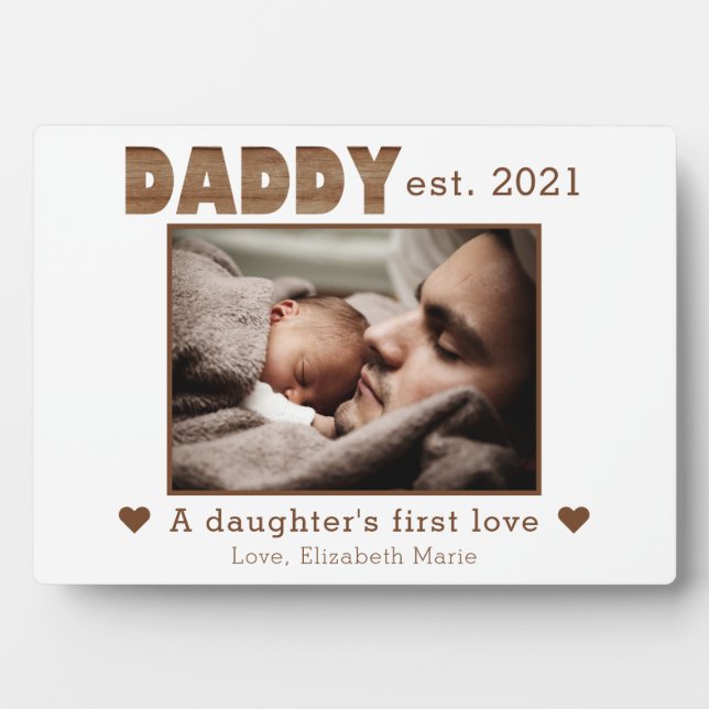 Chic Daddy Established Daughter's First Love Photo Plaque (Front)