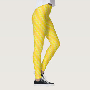 Chic Daffodil Yellow and Orange Chevrons Pattern Leggings