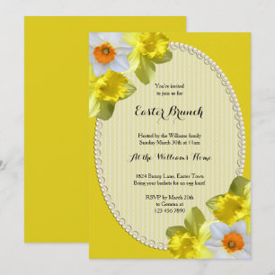 Chic Daffodils Easter Brunch Invitation