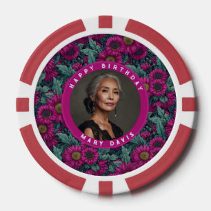 Chic Daisy 21St Birthday Beautiful Purple Poker Chips