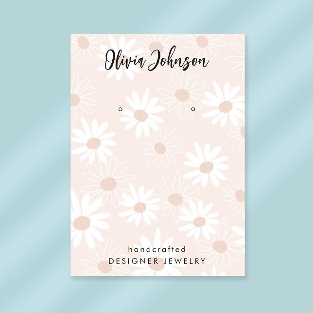 Chic Daisy Floral Pattern Jewellery Earring Displa Business Card (Stylishly Personalize with Your Custom Name & Optional Text.)