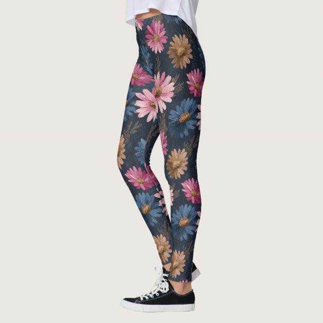 Chic Daisy Sparkle Gym Maternity Leggings (Left)