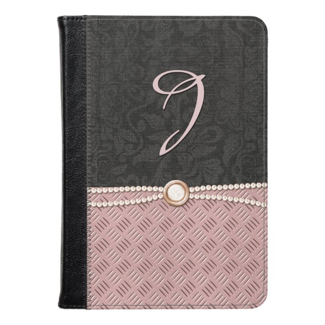 Chic Damask and Metallic Look Kindle Fire Folio Case (Front Closed)